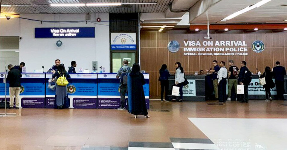 Bangladesh 'in on arrival visa dhinun vaguthee gothun medhukandaalanee